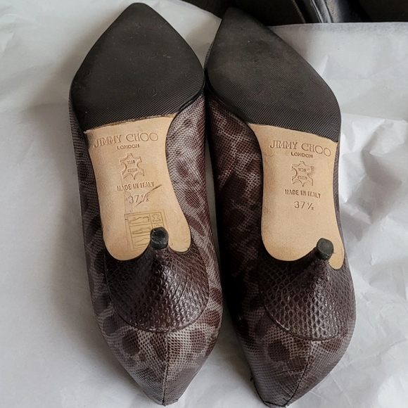 Jimmy Choo pointed toe Amelia kitten heel snake embossed multi leather low pump - Picture 4 of 14